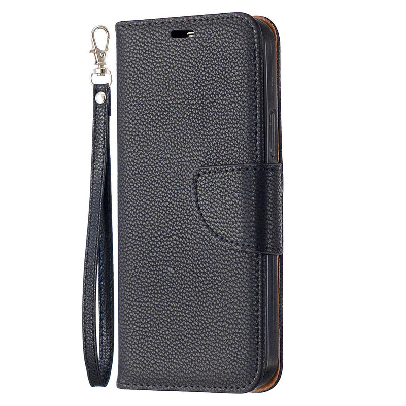 Lychee Pattern Solid Color Flip Leather Case Wallet Lanyard Phone Case