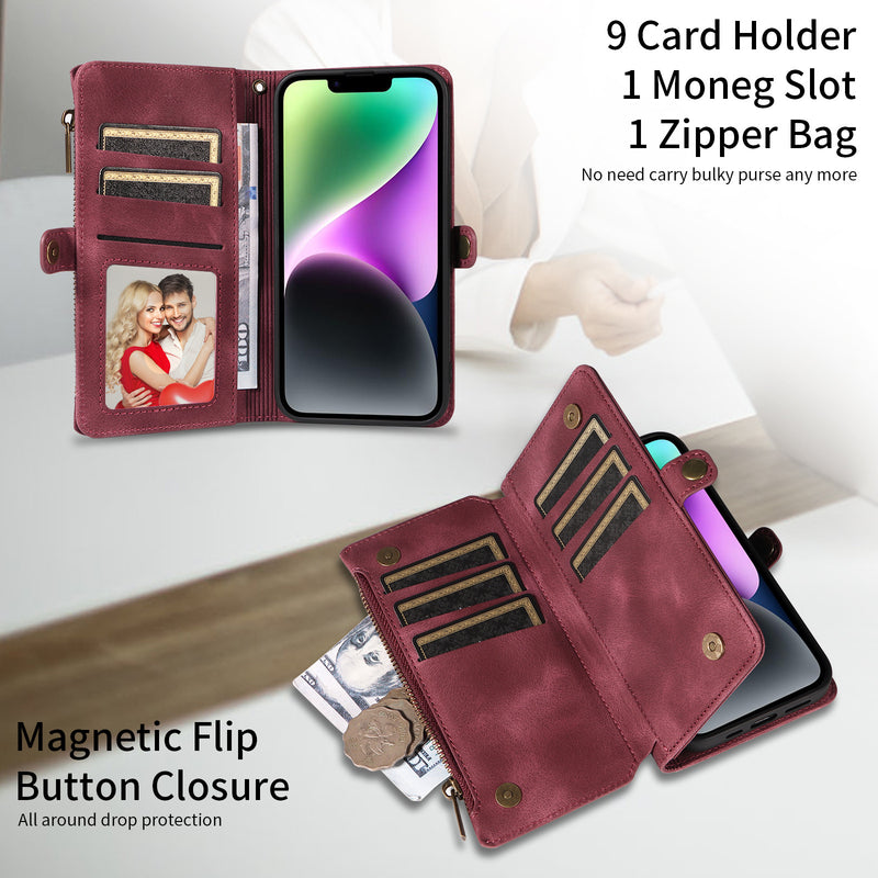Wallet Flip Zipper Phone Leather Case