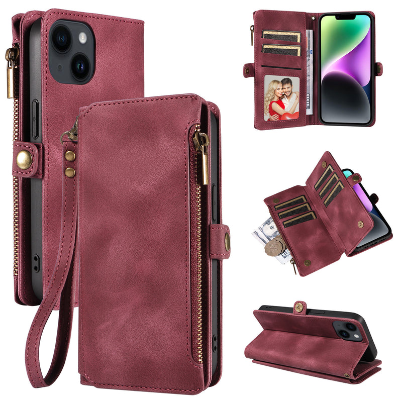 Wallet Flip Zipper Phone Leather Case