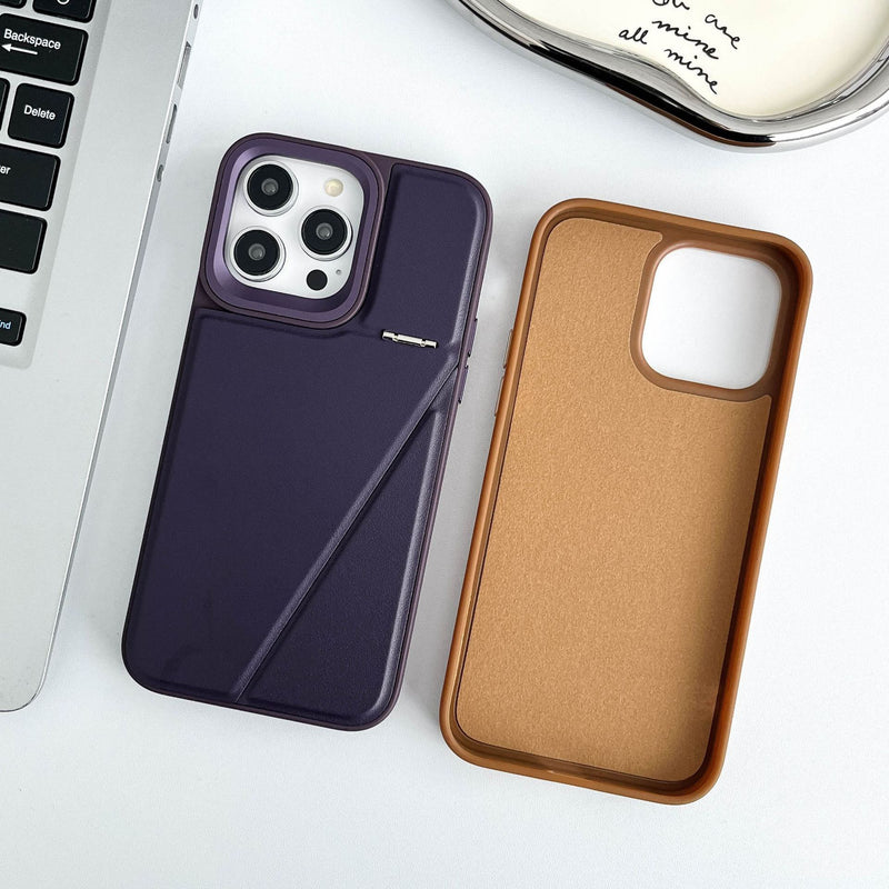 Leather Hidden Bracket Phone Case