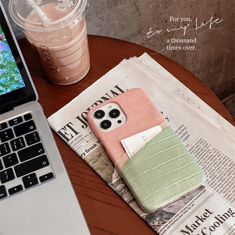 Double Card Leather Half Pack Phone Case