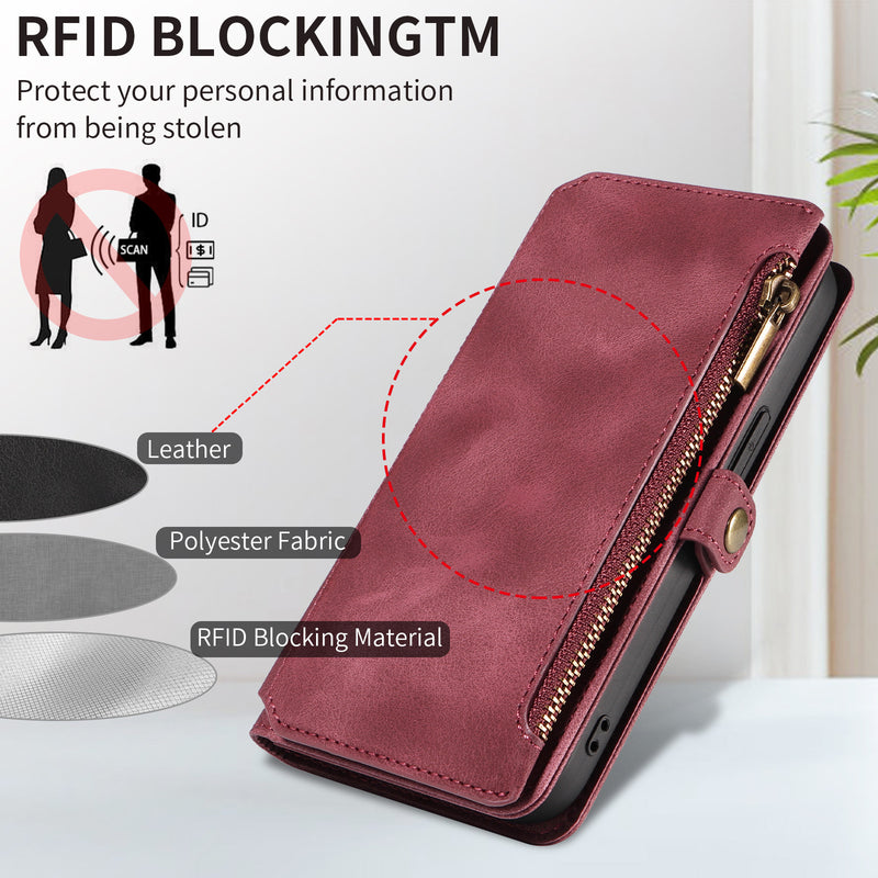 Wallet Flip Zipper Phone Leather Case