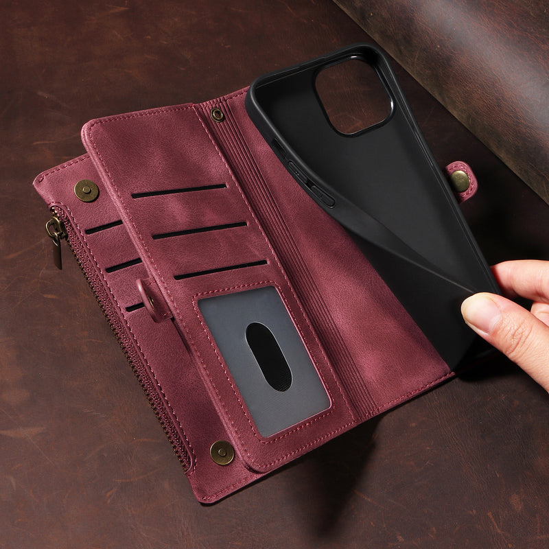 Wallet Flip Zipper Phone Leather Case