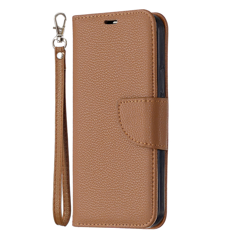 Lychee Pattern Solid Color Flip Leather Case Wallet Lanyard Phone Case