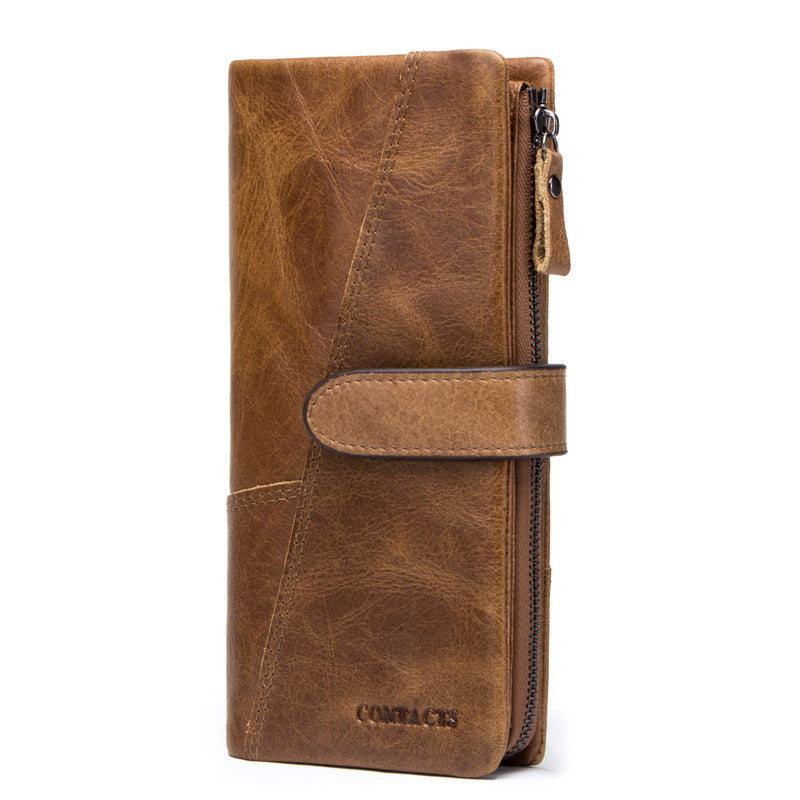 Black Angel Factory Supply Fashion Splicing Long Leather Men's Wallet