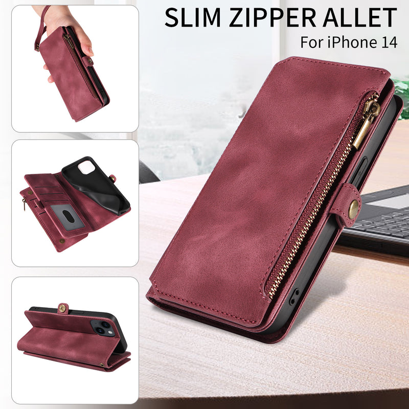 Wallet Flip Zipper Phone Leather Case