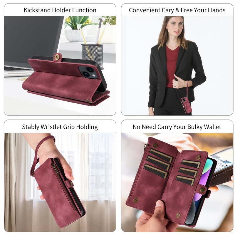 Wallet Flip Zipper Phone Leather Case