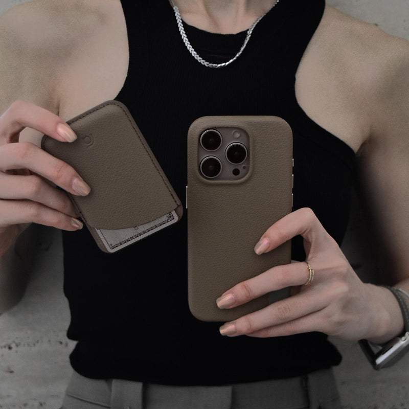 Original Design Elephant Gray Litchi Grain Leather Magnetic Phone Case