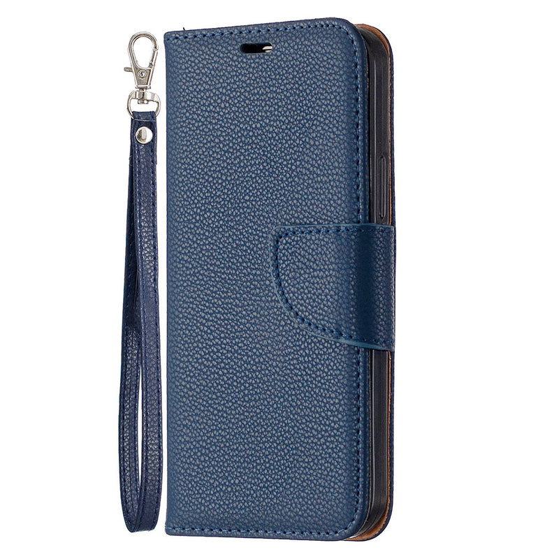 Lychee Pattern Solid Color Flip Leather Case Wallet Lanyard Phone Case