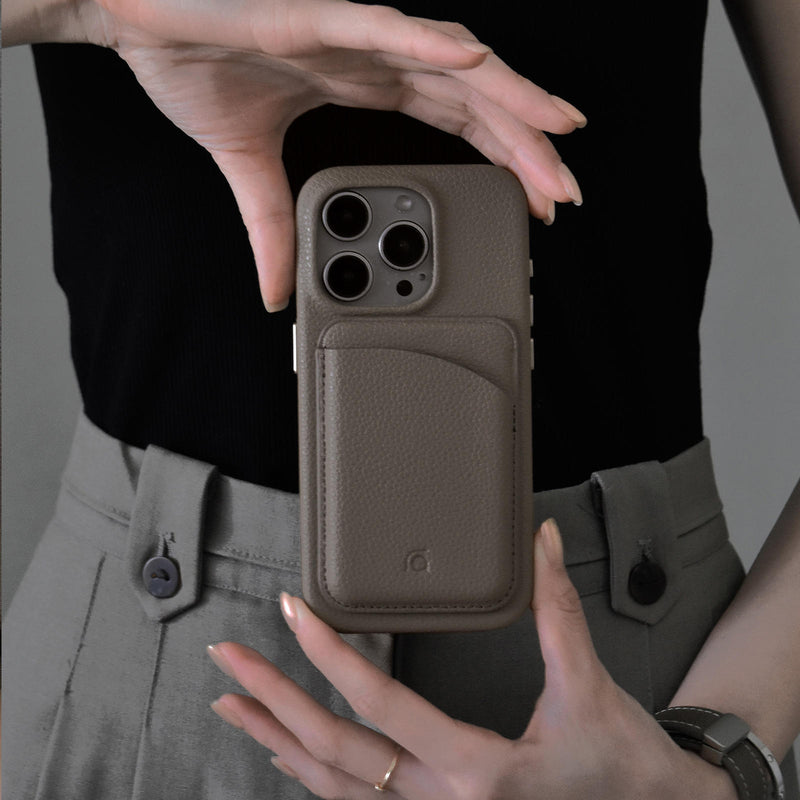 Original Design Elephant Gray Litchi Grain Leather Magnetic Phone Case