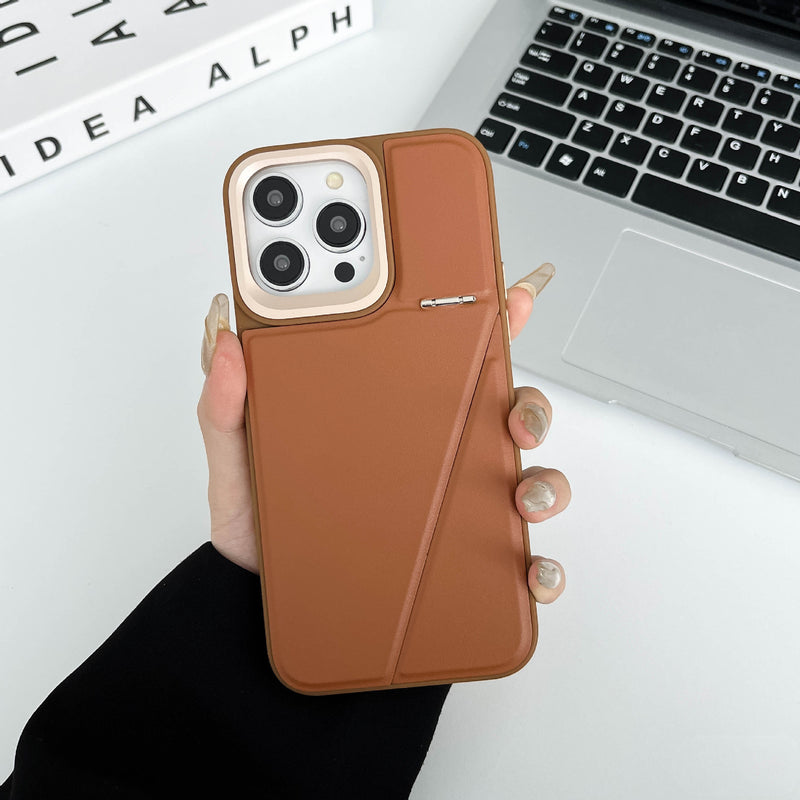 Leather Hidden Bracket Phone Case
